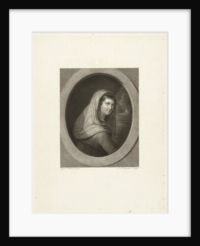 Young woman with veil by Lambertus Antonius Claessens