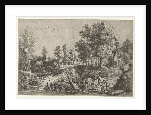 Peasants and cattle by a stream by Frans van den Wijngaerde