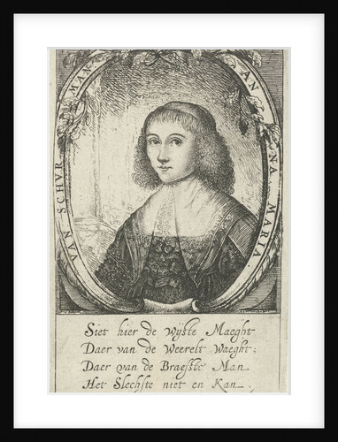Portrait of Anna Maria van Schurman, Paulus Lesire by Cornelis Boey