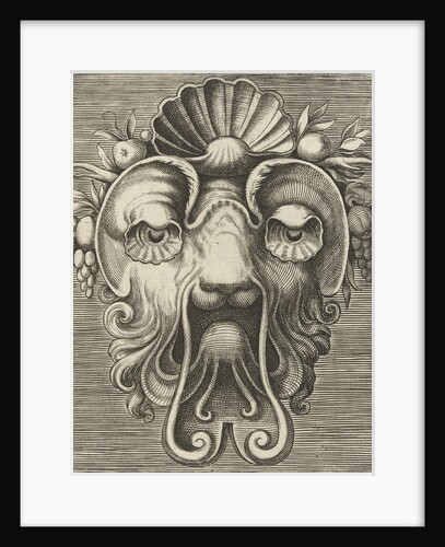 Mask with shell-shaped eyes and a shell between fruit bunches on the forehead by Hans Liefrinck I