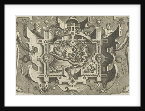 Cartouche with a depiction of the rape of Proserpina by Hieronymus Cock