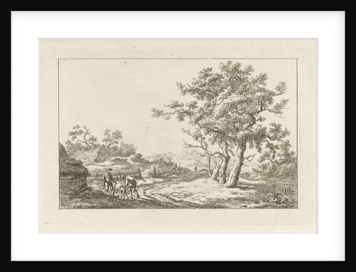 Hunters with a dog on a path by Carel Lodewijk Hansen