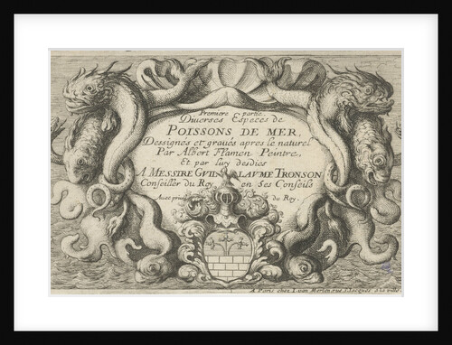 Shell-shaped cartouche with sea creatures by Albert Flamen