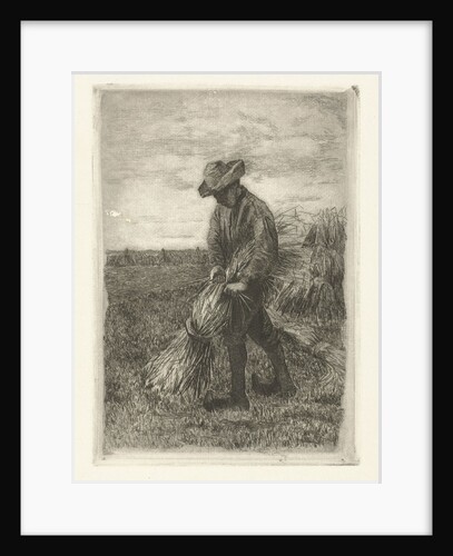 Man binds sheaf on field with corn by Johanna Henriëtte Besier