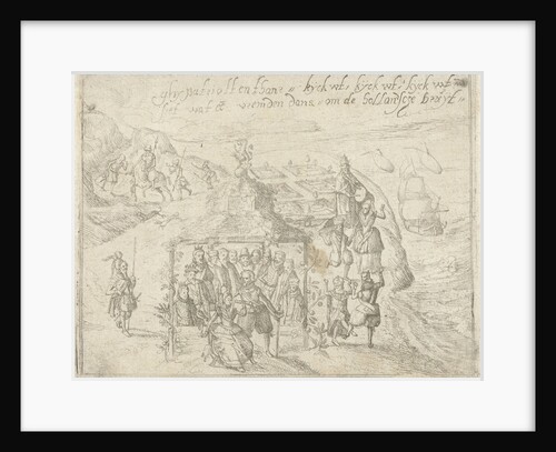 Title print for the pamphlet, Ghy Patriotten thans kijck uut, kijck uut, Siet wat een vreemden Dans om de Hollandtsche Bruut by Anonymous