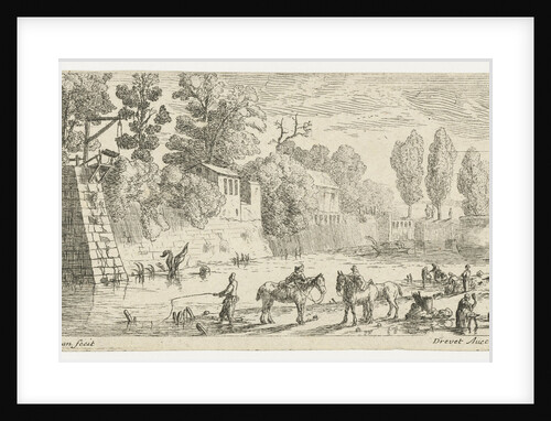 Women do laundry at a canal by Pierre Drevet