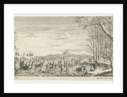 Frozen river with skaters by Pierre Drevet