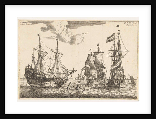 Three moored sailboats by Reinier Nooms