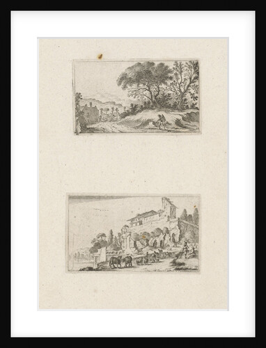 A traveler and ruins of a villa on a hill by Gillis van Scheyndel I
