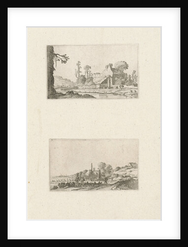 Ruin converted to a farmhouse and hikers in the dunes by Gillis Scheyndel I