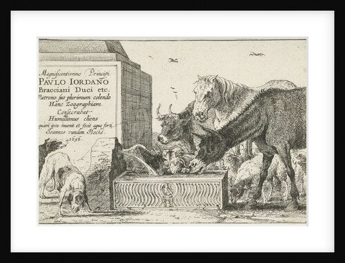 Animals at a fountain by Jan van den Hecke I