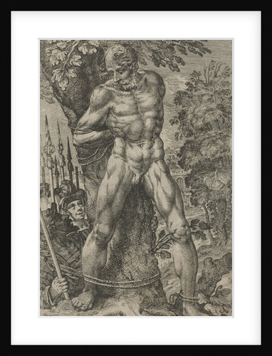 Achior tied to a tree by Pieter Feddes van Harlingen