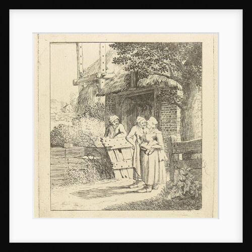 Two women and a man on a farm by Marie Lambertine Coclers