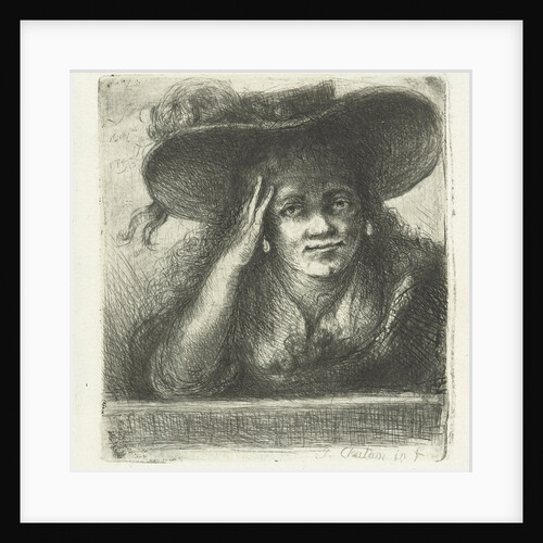 Woman with big round hat by Jan Chalon