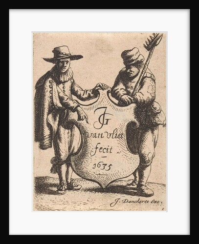 Elegant man and a chimney sweep with a coat of arms by Justus Danckerts