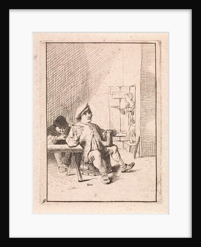 Seated farmer with jug and pipe by Anonymous
