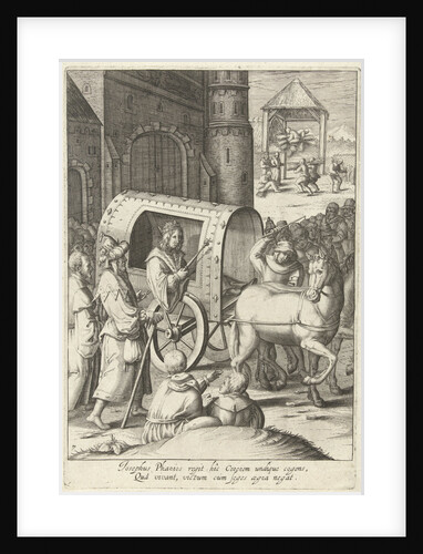 Joseph pulls a wagon across Egypt by Lucas van Leyden