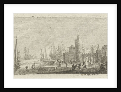 View of harbor fortifications by Anonymous