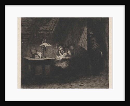 Woman with child by lamplight by Willem Steelink II