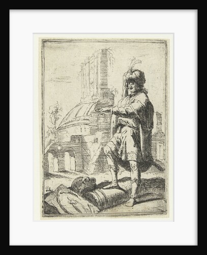 Self Portrait with Oriental dress standing in front of ruins by Bartholomeus Breenbergh