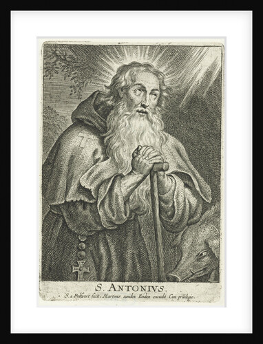 Saint Anthony the Great with taustaf and pig by Martinus van den Enden