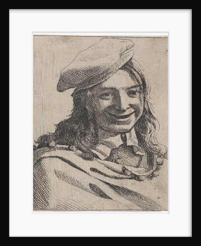 Bust of broadly smiling boy with beret by Michael Sweerts