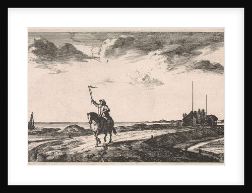 Postman riding along the beach by Jan Houwens I