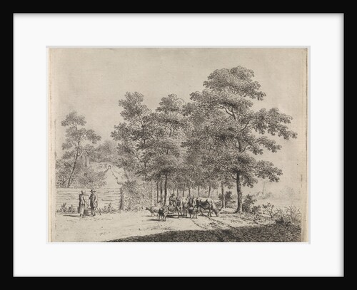 Country road with shepherd and cattle by Johannes Christiaan Janson