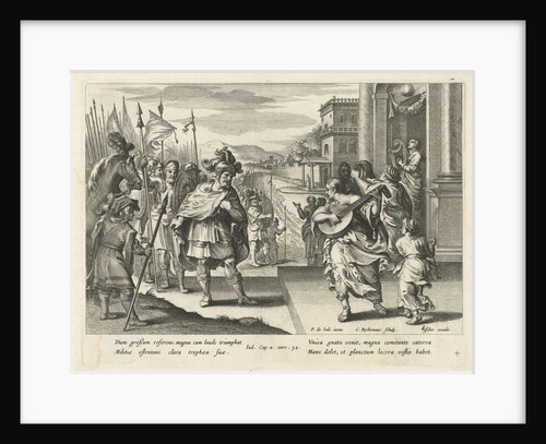 Jephthah is welcomed by his daughter, Nicolaes Ryckmans by Claes Jansz. Visscher II