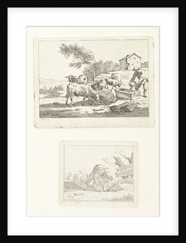 Two scenes with sheep and shepherd by Jan Matthias Cok