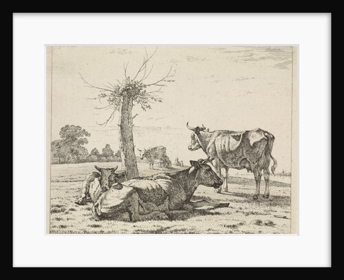 Cows at a pollard willow by Wouter Johannes van Troostwijk
