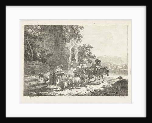 Shepherds with herd near cave by Frédéric Théodore Faber