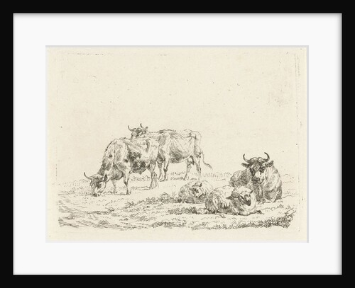 Three oxen and two sheep by Frédéric Théodore Faber