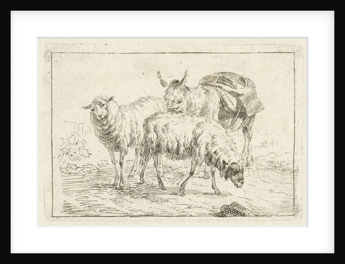 Donkey and two sheep by Frédéric Théodore Faber