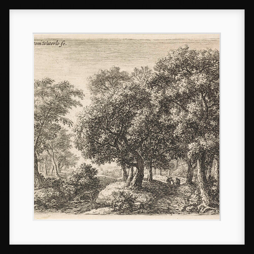 Two figures on a forest path by Anthonie Waterloo