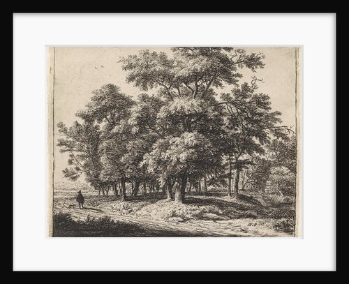 Man with dog in a forest by Anthonie Waterloo