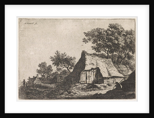 View of a village with walkers, Anthonie Waterloo, Basan et Poignant by Pierre François Basan