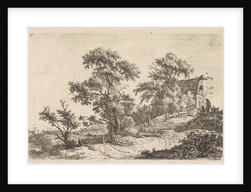 House on a path on a hill by Anthonie Waterloo