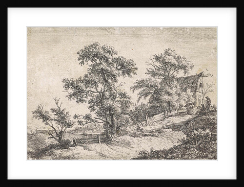 House on a path on a hill by Anthonie Waterloo