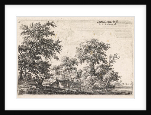 Wooden bridge in a house, Anthonie Waterloo by Reinier & Josua Ottens