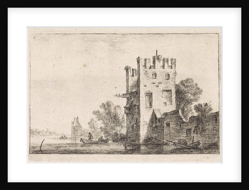 Square tower on the waterfront, Anthonie Waterloo, Justus Danckerts by Cornelis Danckerts II