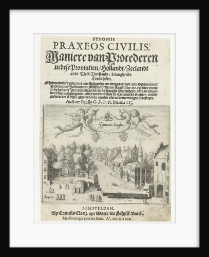 Title page of 'Maniere of Litigation' with a view on the Vijverberg and Binnenhof in The Hague by Cornelis Claesz