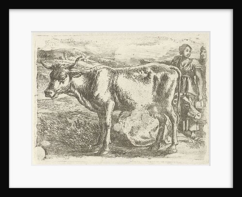 Milkmaid with cow by Jan van Ossenbeeck