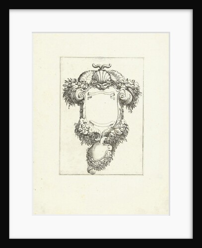 Cartouche with mask and cornucopias by Anonymous