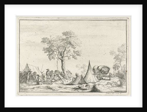 encampment with a pointed tent by Hendrik Hoogers