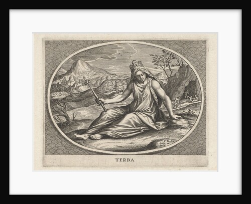 Female personification of earth element wall with crown and scepter by Cornelis van Dalen II