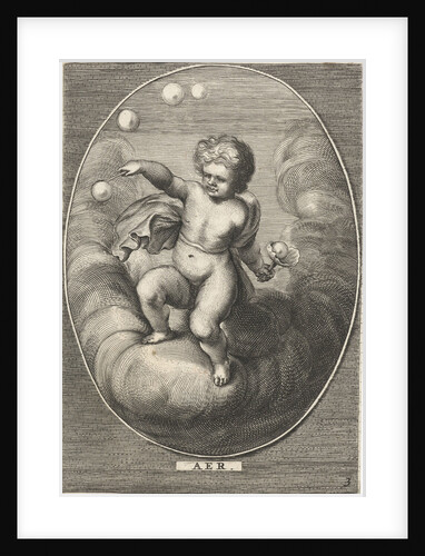 Element air as a child blowing bubbles on cloud by Abraham van Diepenbeeck