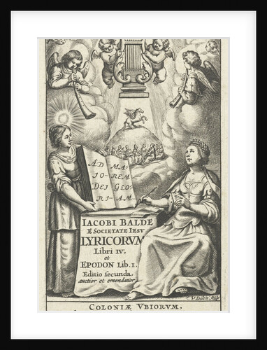 Female writes and draws inspiration from muses while angels playing musical instruments by Keizer