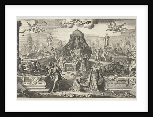 Men and women look in the opened tombs of historical figures by Cornelis van Dalen I