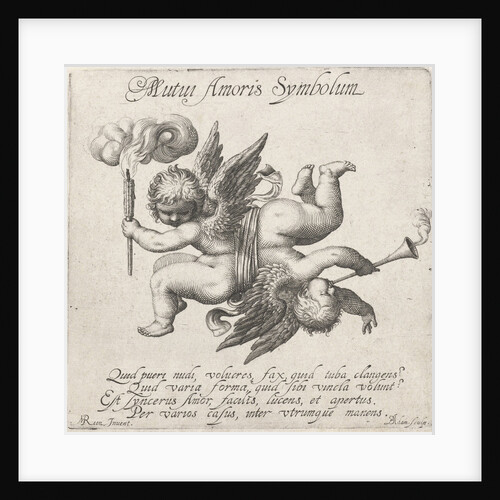 Two times Amor connected by a ribbon with eachother by M. Reen